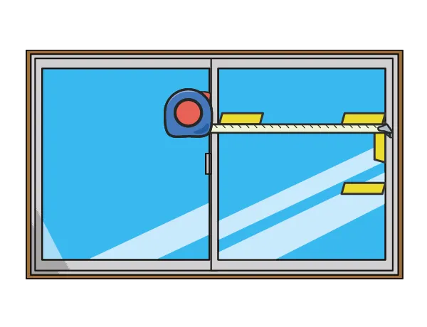 窓のサイズに合わせて目安のテープを貼る