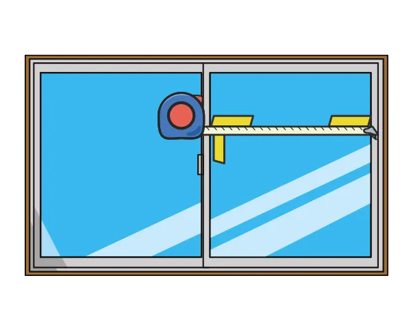 窓のサイズに合わせて目安のテープを貼る